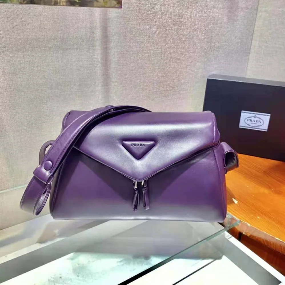 Prada Padded Nappa Leather Prada Signaux Bag for Women in Purple