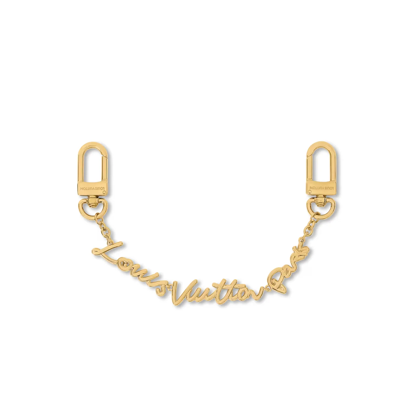 Louis Vuitton LV Script Chain Bag Charm Gold Hardware