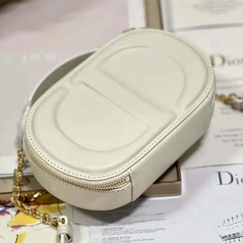Dior CD Signature Oval Camera Bag Latte Calfskin with Embossed CD Signature for Women
