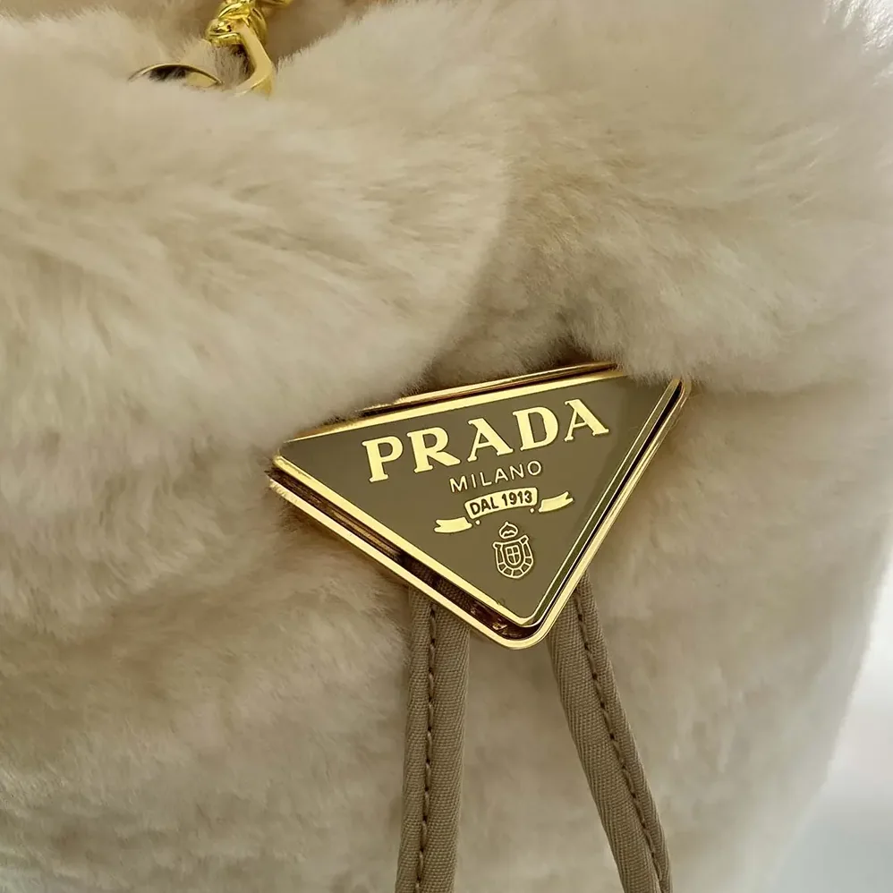 Prada Sheepskin Mini Pouch for Women in Beige