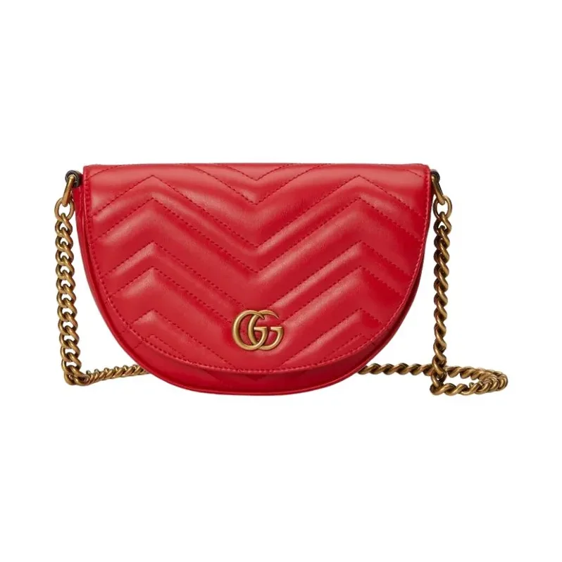 Gucci GG Marmont Matelassé Chain Mini Red Bag DTDHT 6832- 7.9 Inches/