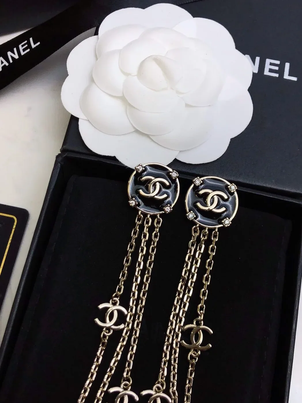 Chanel Long Earrings Black Chanel Long Earrings Black