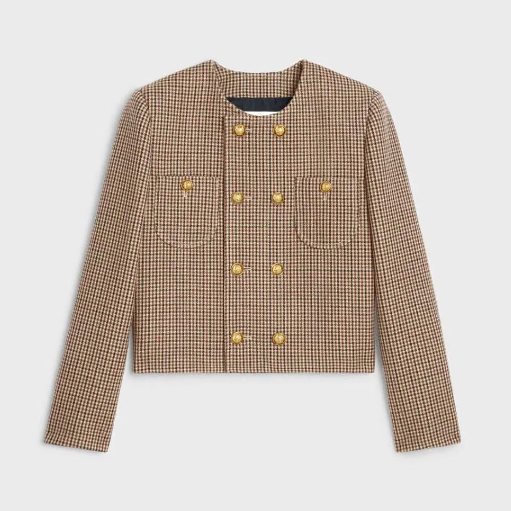 Celine Chelsea Jacket in Double Houndstooth Wool for Women