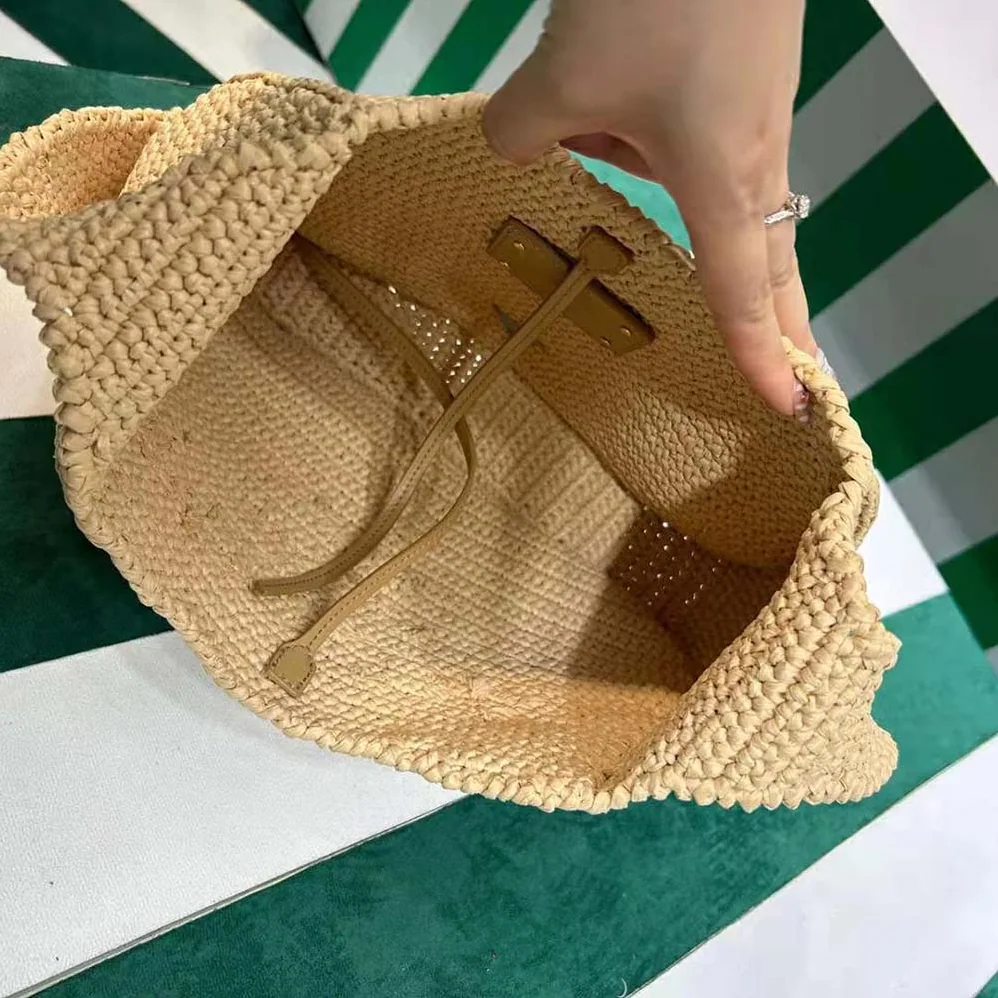 Prada Crochet Tote Bag with Embroidered Lettering Logo for Women in Natural Prada Crochet Tote Bag with Embroidered Lettering Logo for Women in Natural