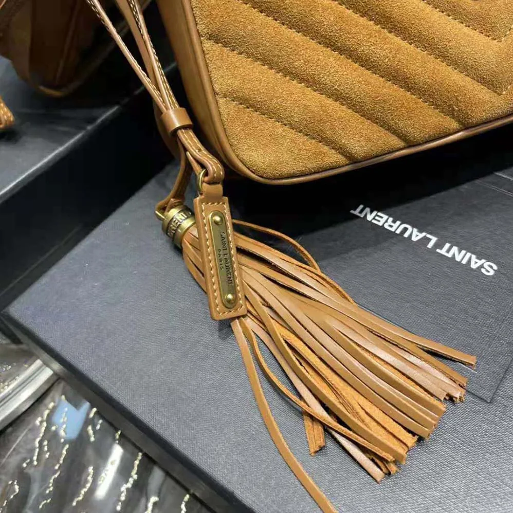 Saint Laurent YSL Lou Camera Bag in Quilted Suede and Smooth Leather for Women
