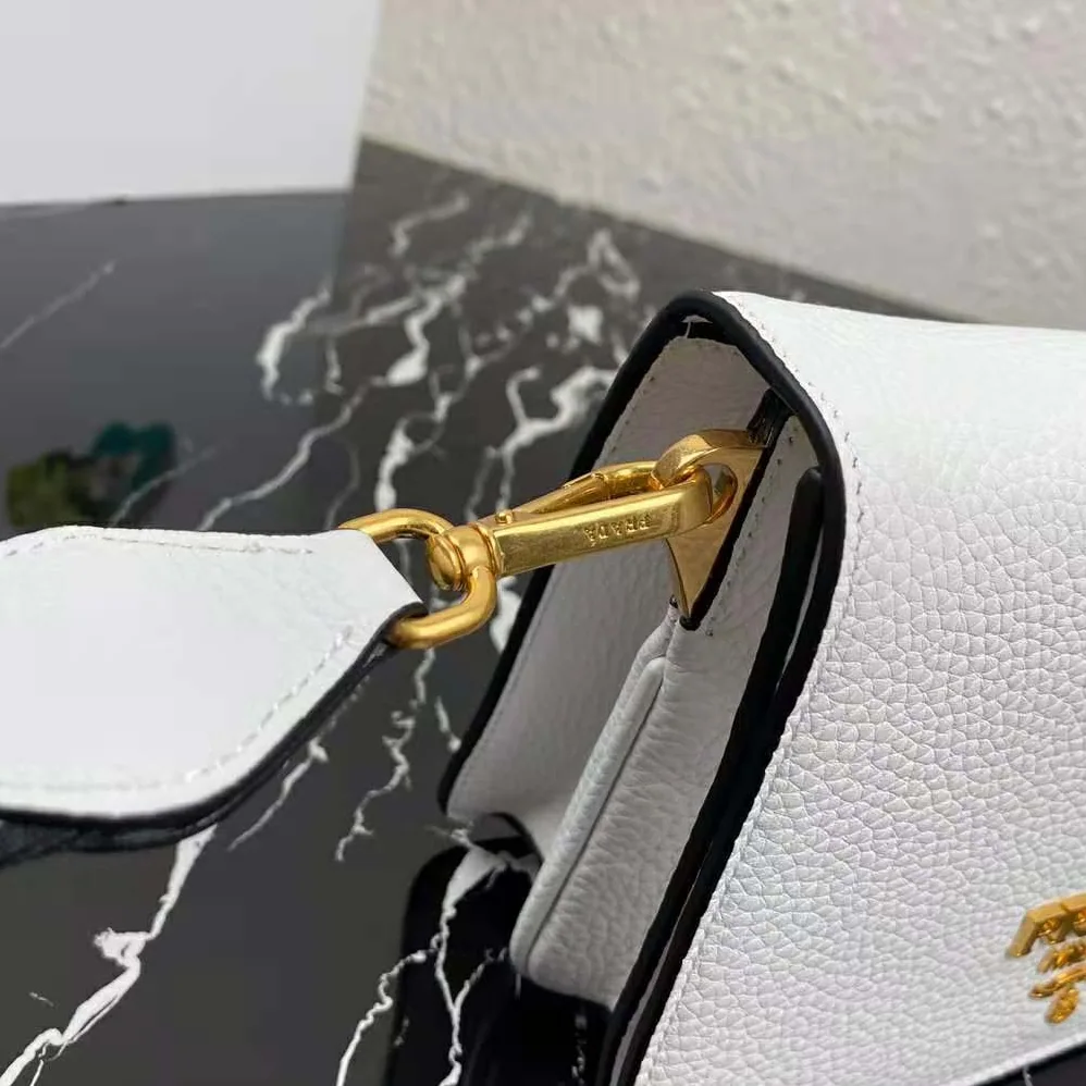 Prada Calf Leather Shoulder Bag for Women in White Prada Calf Leather Shoulder Bag for Women in White