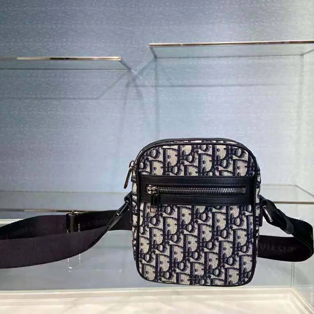 Dior Messenger Pouch Beige and Black Dior Oblique Jacquard for Men