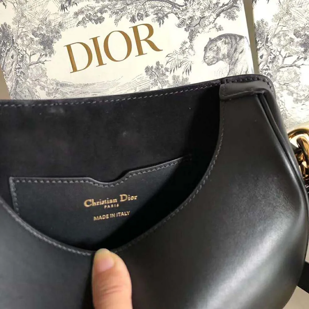 Dior Medium Dior Bobby Bag Denim Box Calfskin for Women in Black