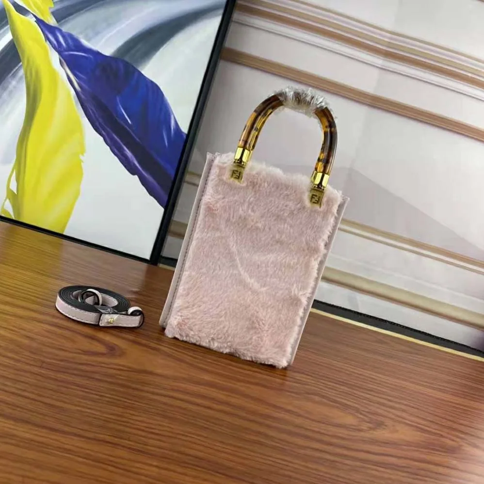 Fendi Mini Sunshine Shopper Pink Sheepskin Mini for Women in Bag with Inlay Fendi Mini Sunshine Shopper Pink Sheepskin Mini for Women in Bag with Inlay