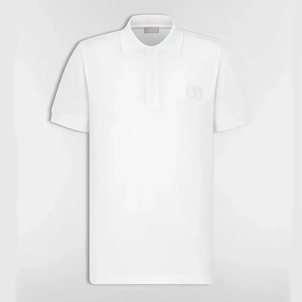 Dior CD Icon Polo Shirt White Cotton Piqué for Men