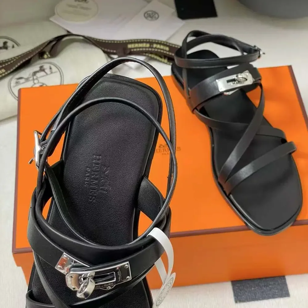 Hermes June Sandal in Calfskin-Black H242104Zv02360 for Women Hermes June Sandal in Calfskin-Black H242104Zv02360 for Women