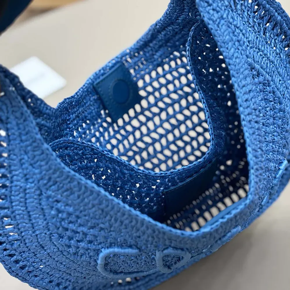 Chloe Summer Banana Hobo Bag In Raffia for Women in Blue
