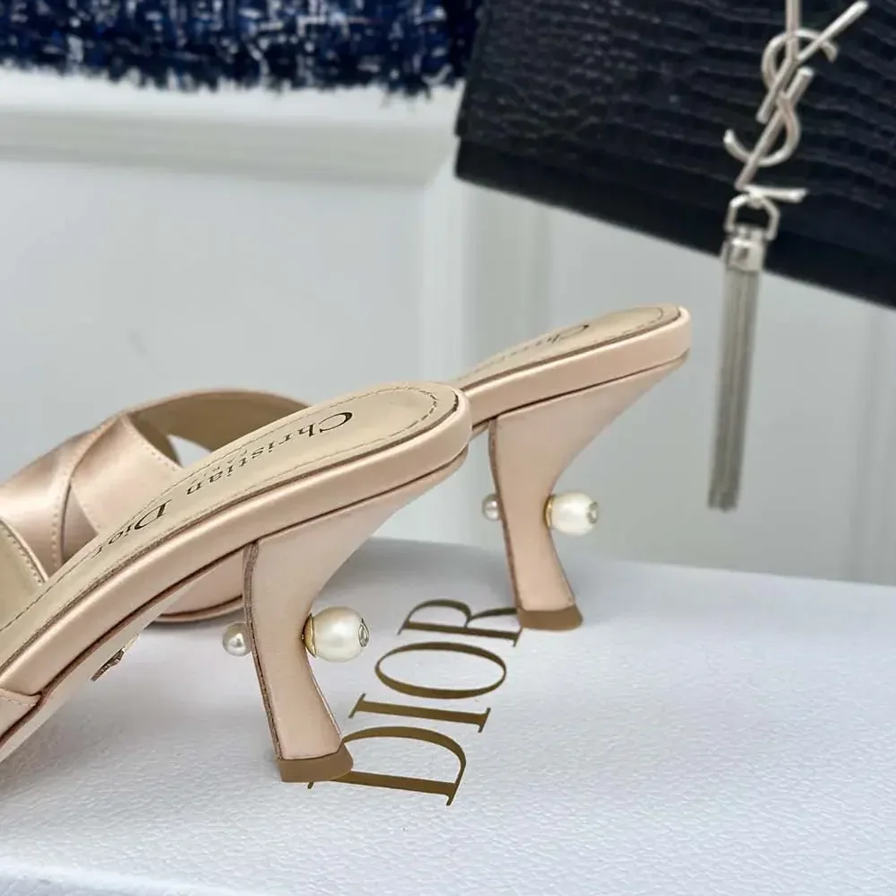 Dior Dior Tribales Heeled Slide Nude Satin for Women