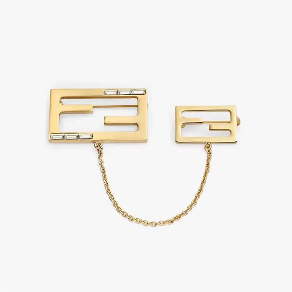 Fendi Baguette Brooch Gold Coloured for Women Fendi Baguette Brooch Gold Coloured for Women