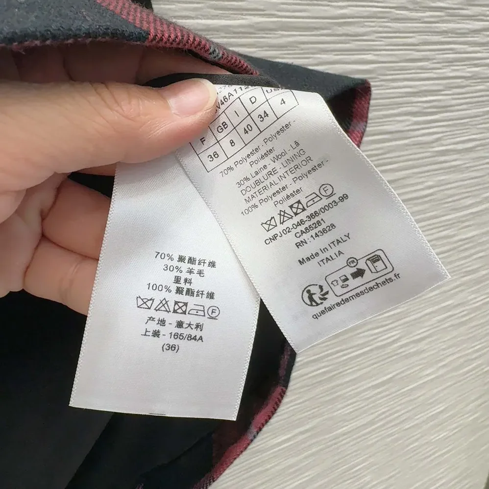 Dior Short Belted Dress Pink Gray and White Check'n'Dior Virgin Wool for Women Dior Short Belted Dress Pink Gray and White Check'n'Dior Virgin Wool for Women