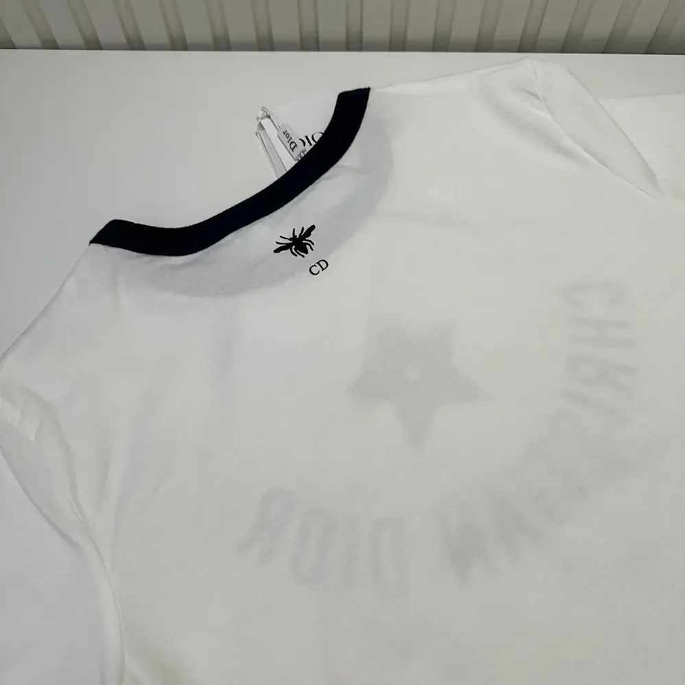 Dior Dioriviera T-Shirt Ecru and Navy Blue Cotton Jersey for Men Dior Dioriviera T-Shirt Ecru and Navy Blue Cotton Jersey for Men