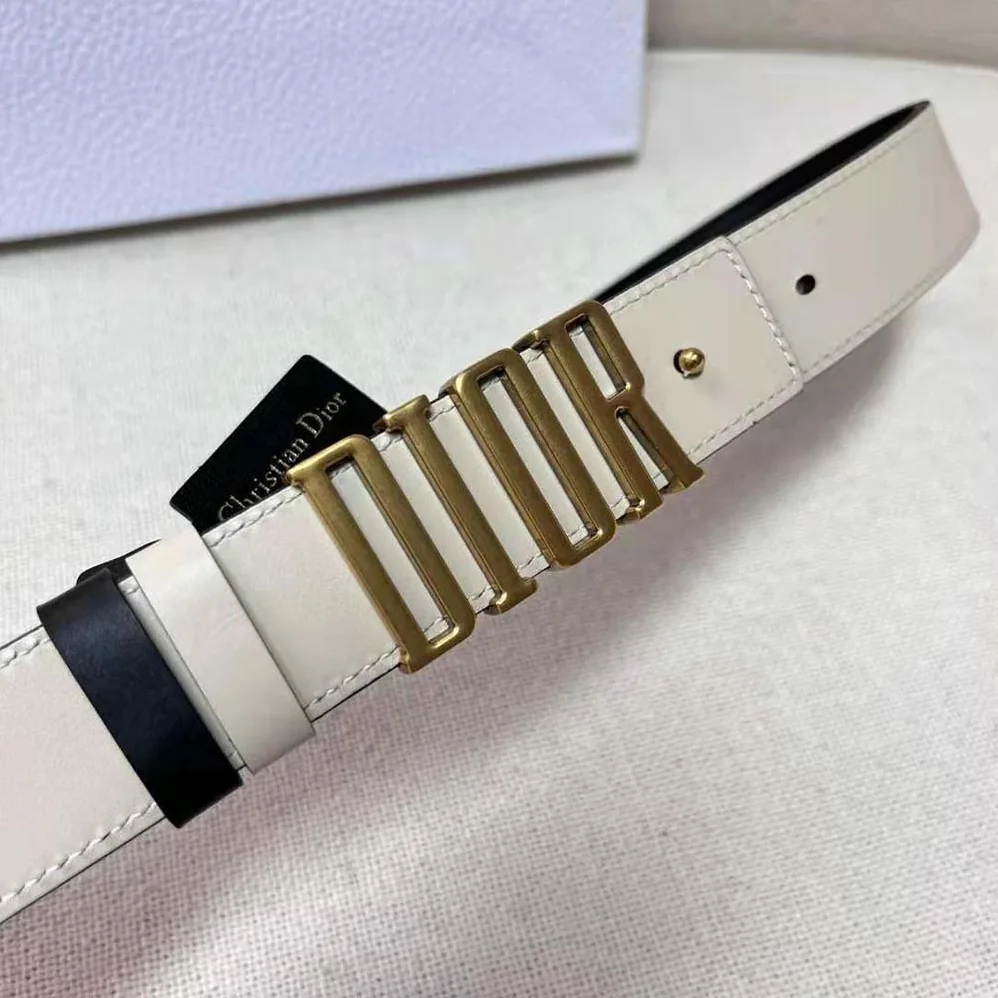 Dior D-Fence Reversible Belt Cognac-Color and Black Smooth Calfskin 30 MM for Women