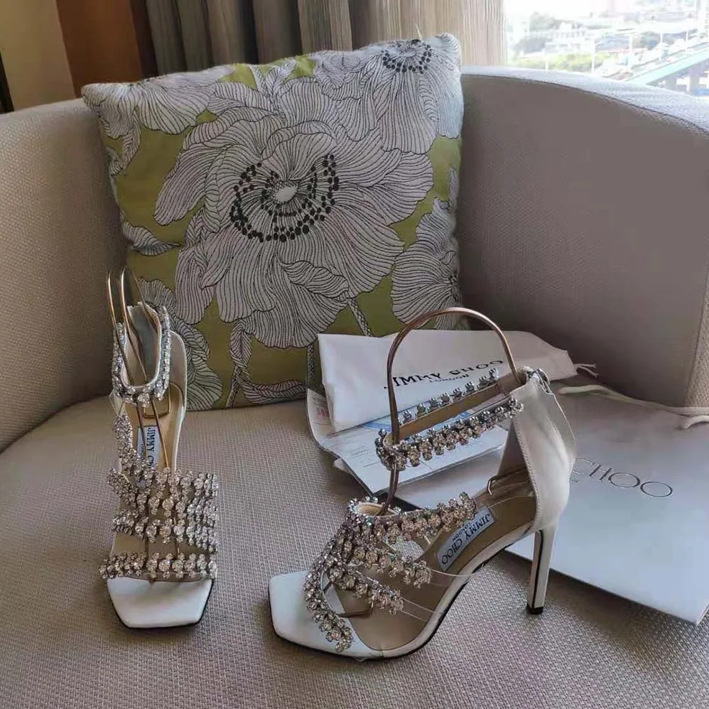 Jimmy Choo Josefine 100 Latte Nappa Sandals with Crystal Embellishment for Women Jimmy Choo Josefine 100 Latte Nappa Sandals with Crystal Embellishment for Women