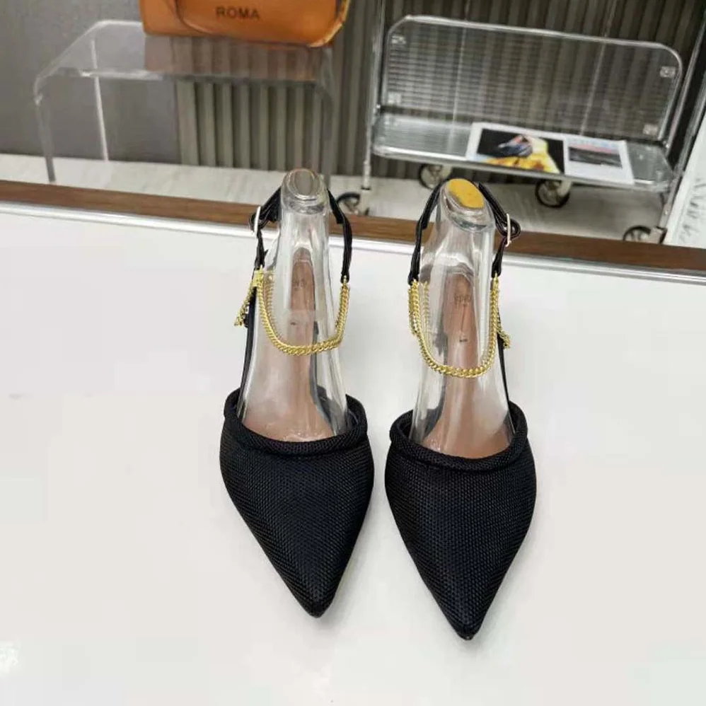Fendi Colibrì Lite Black Mesh High for Women in heeled Slingbacks