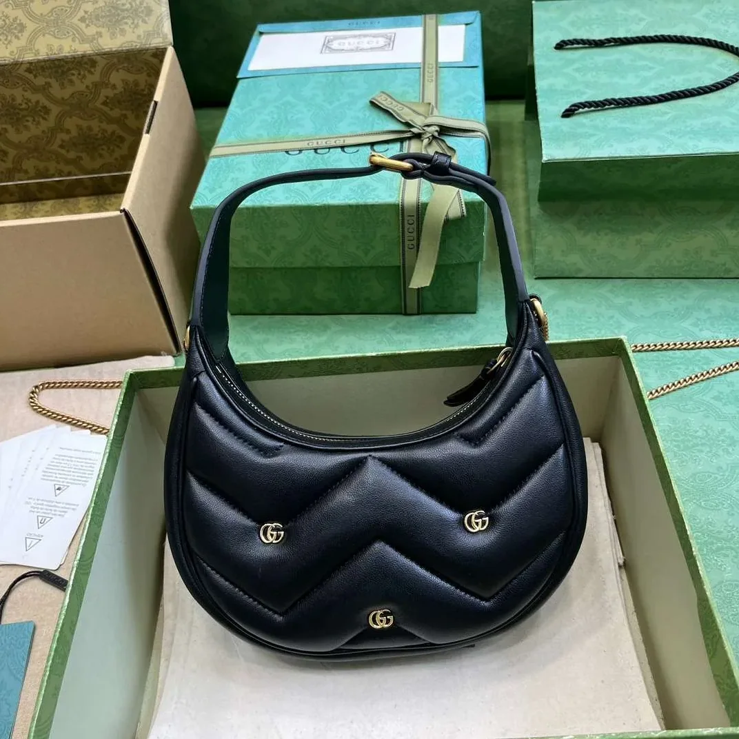 Gucci Marmont Half Moon Shaped Mini Bag Black / Gucci Marmont Half Moon Shaped Mini Bag Black /