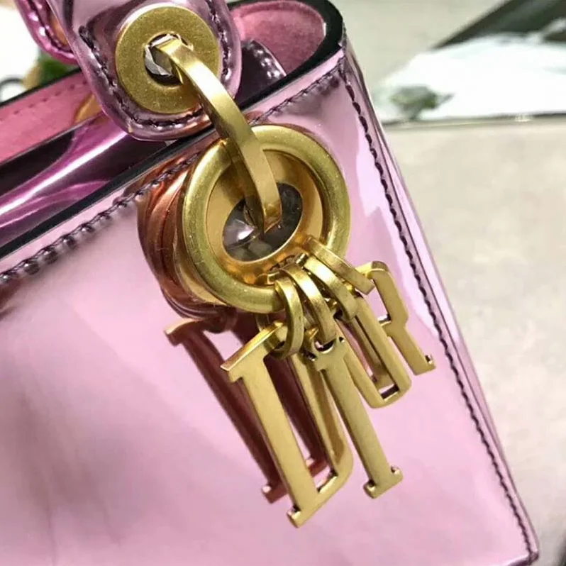 Dior Mini Lady Dior Bag with Chain Pink Metallic Calfskin Dior Mini Lady Dior Bag with Chain Pink Metallic Calfskin