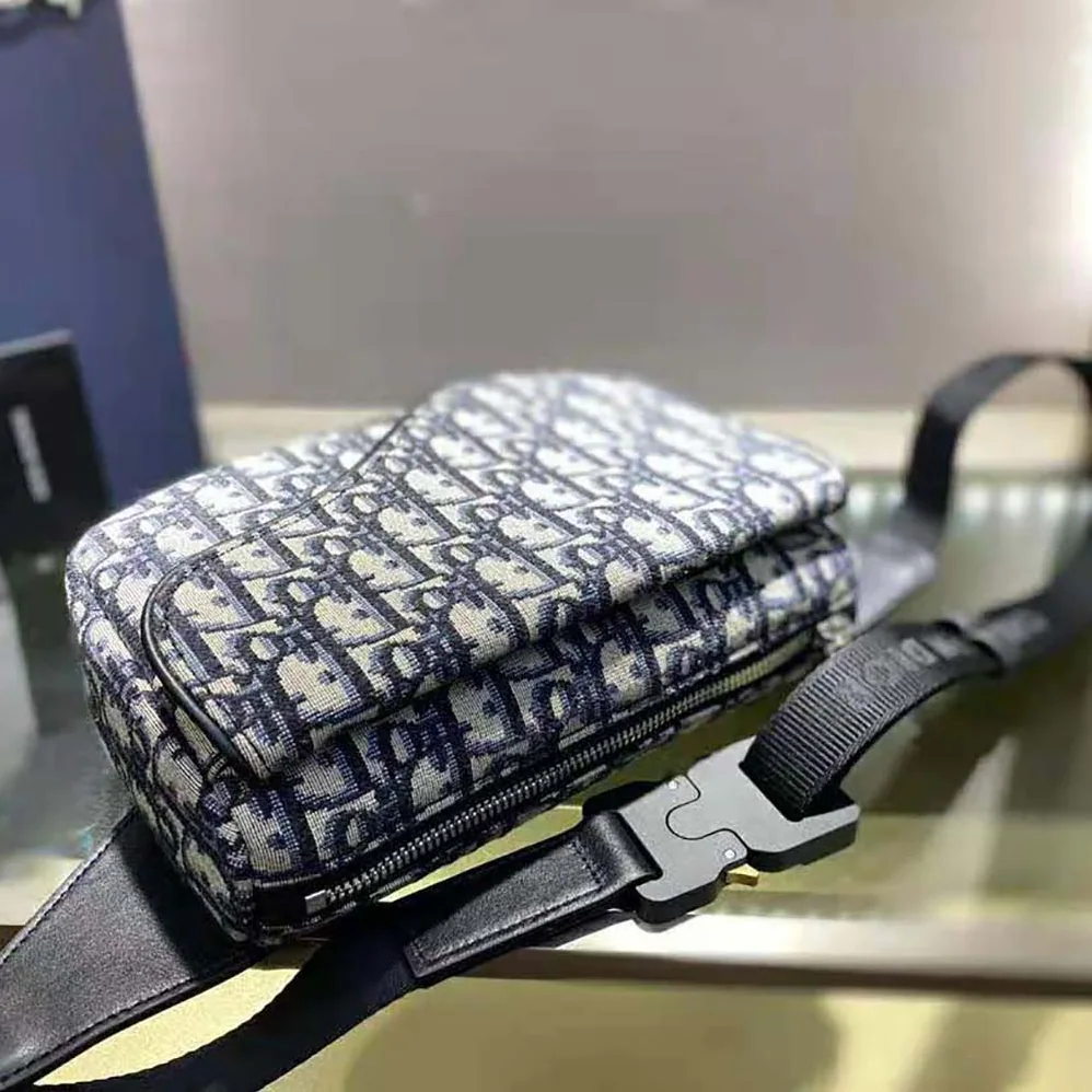 Dior Saddle Belt Bag Beige and Black Dior Oblique Jacquard for Men