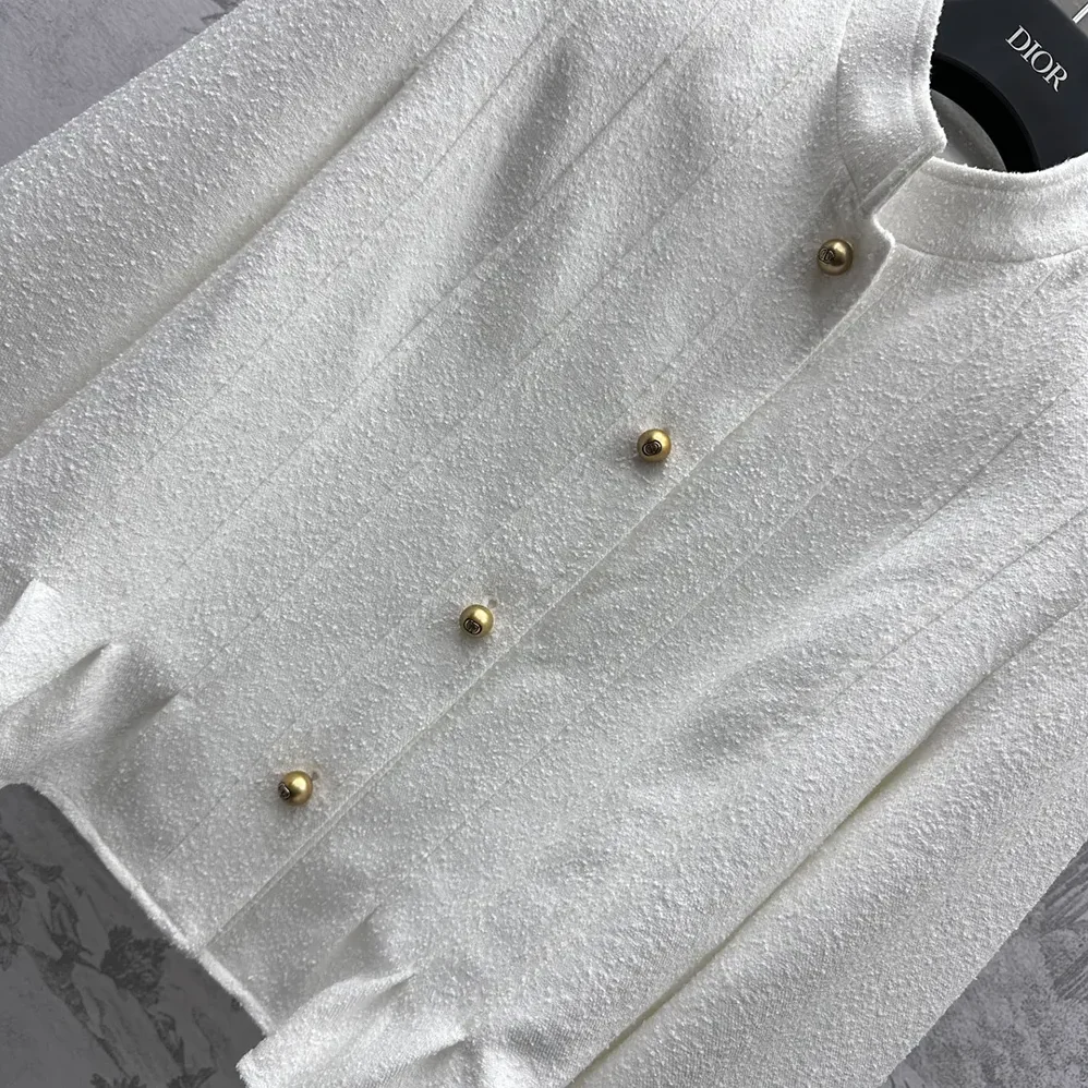 Dior Peplum Jacket Ecru Virgin Wool and Cotton Bouclé Blend for Women