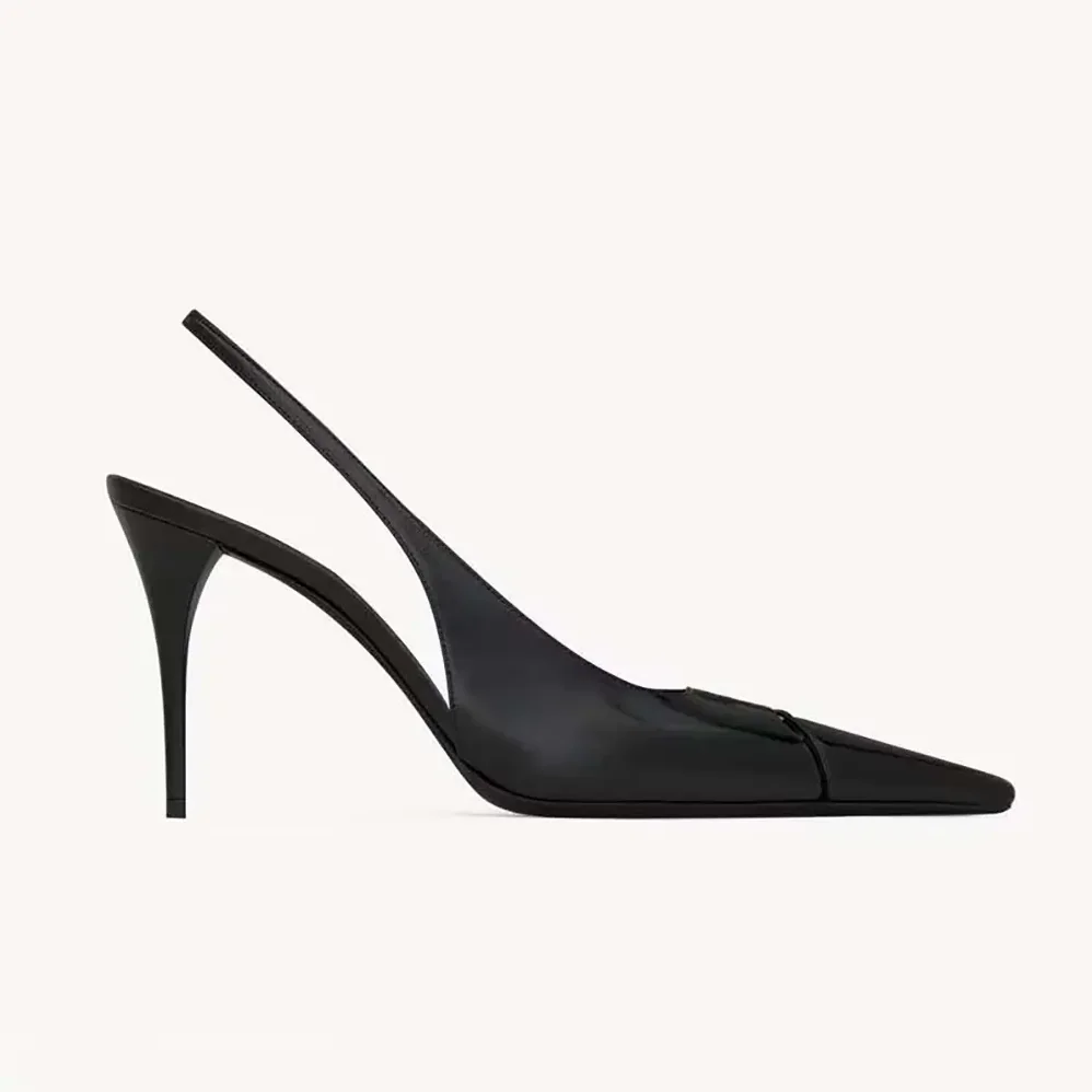 Saint Laurent YSL Babylone Breteuil Slingback Pumps in Smooth Leather for Women in Black Saint Laurent YSL Babylone Breteuil Slingback Pumps in Smooth Leather for Women in Black
