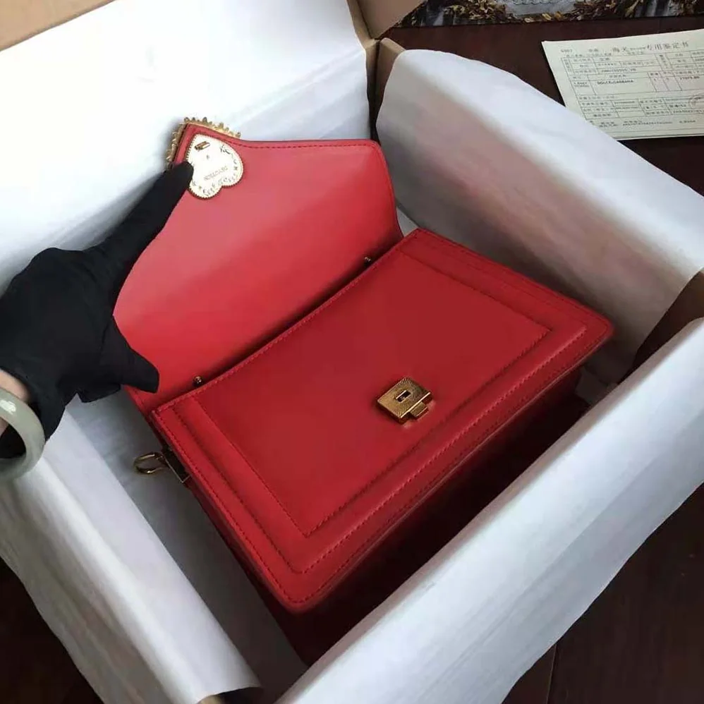Dolce Gabbana D&G Small Smooth Calfskin Devotion Bag for Women in Red