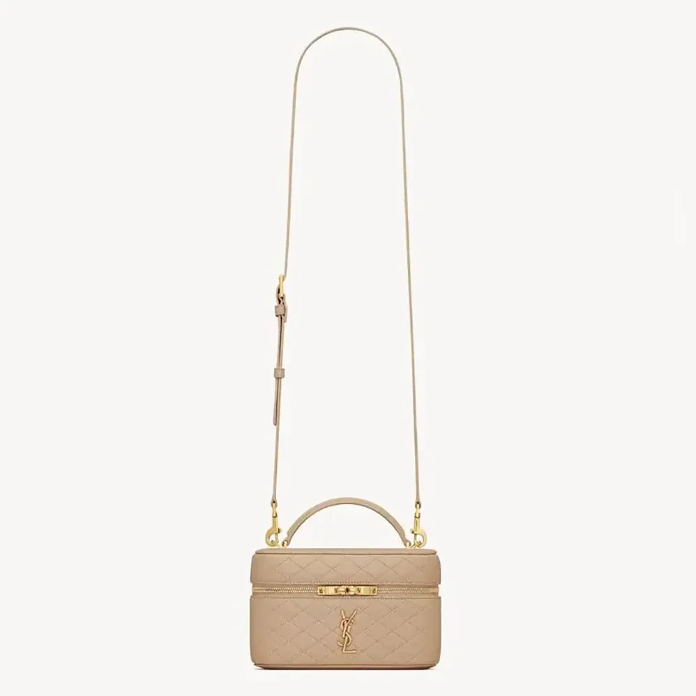 Saint Laurent YSL Gaby Vanity Bag In Lambskin for Women in Beige Saint Laurent YSL Gaby Vanity Bag In Lambskin for Women in Beige
