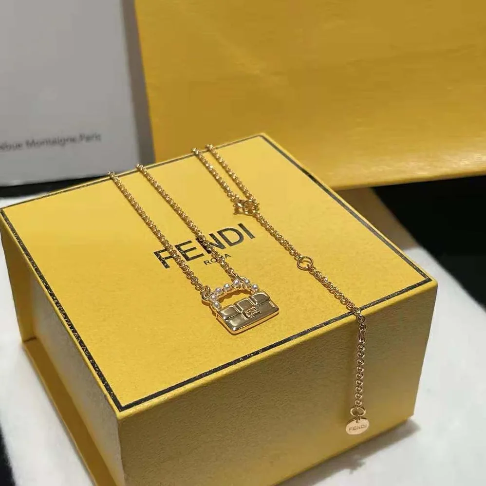 Fendi Baguette Necklace Gold for Women in Colored