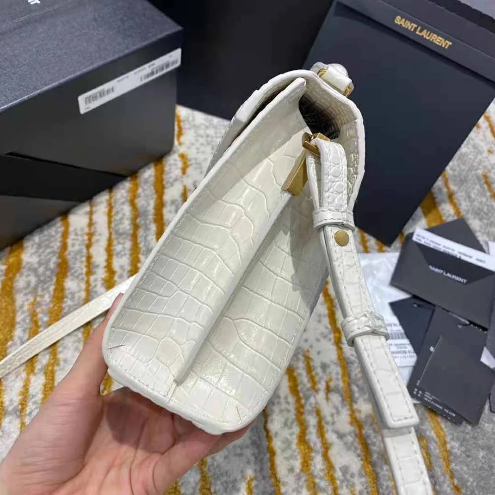 Saint Laurent YSL Cassandra Mini Top Handle Bag in Crocodile for Women in Embossed Shiny Leather Saint Laurent YSL Cassandra Mini Top Handle Bag in Crocodile for Women in Embossed Shiny Leather