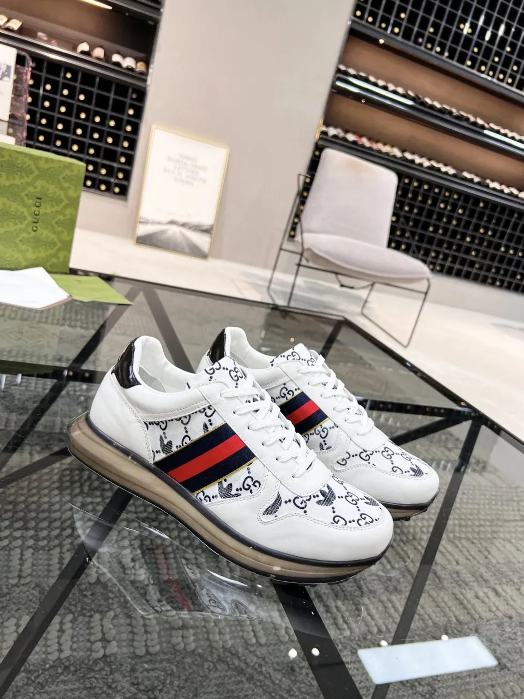 Gucci x Adidas GG Sneakers With Web White for Men Gucci x Adidas GG Sneakers With Web White for Men