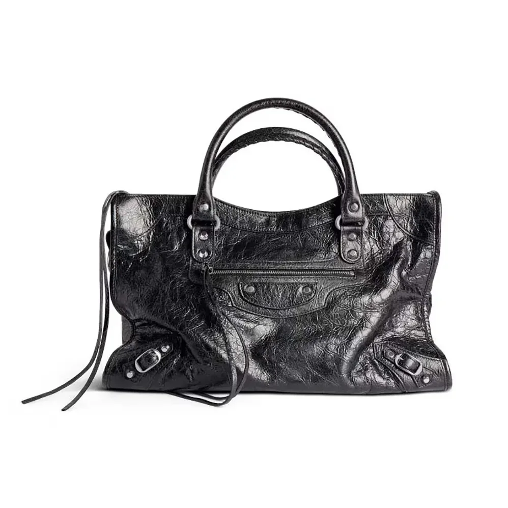 Balenciaga Le City Medium Bag in Black Arena Lambskin for Women Balenciaga Le City Medium Bag in Black Arena Lambskin for Women