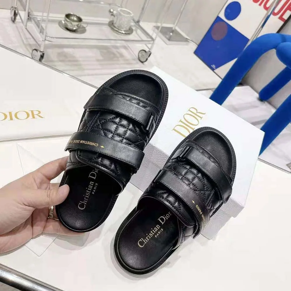Dior Dio(r)evolution Slide Black Quilted Cannage Calfskin for Women