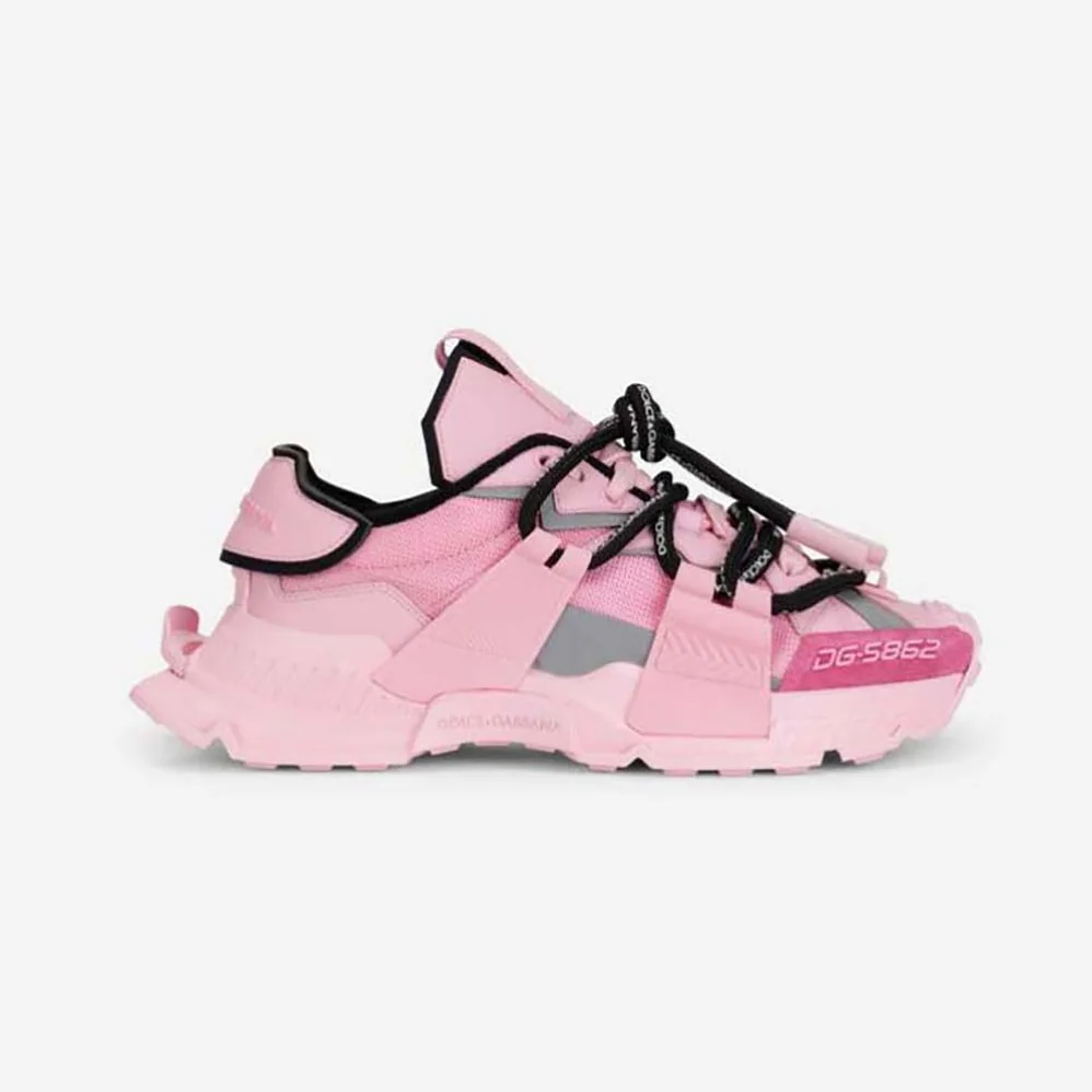 Dolce Gabbana D&G Mixed-Material Space Sneakers for Women in Pink Dolce Gabbana D&G Mixed-Material Space Sneakers for Women in Pink