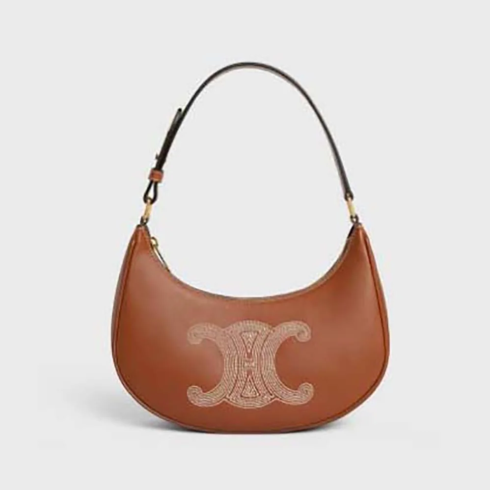 Celine Ava Bag in Smooth Calfskin with Triomphe Embroidery for Women