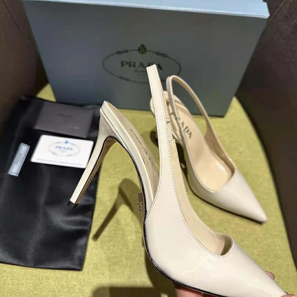 Prada Patent Leather Slingbacks for Women in White