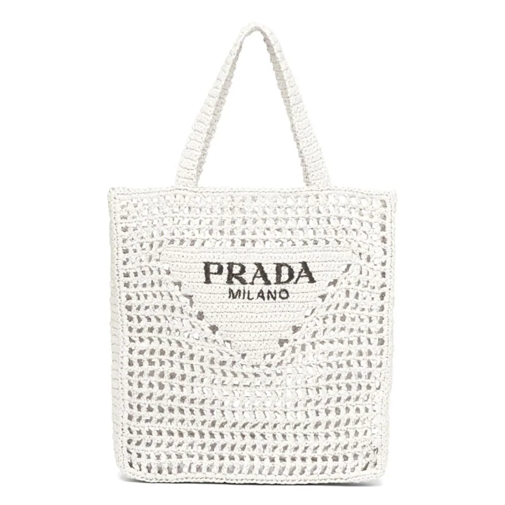 Prada Raffia Tote Bag for Women in White Prada Raffia Tote Bag for Women in White