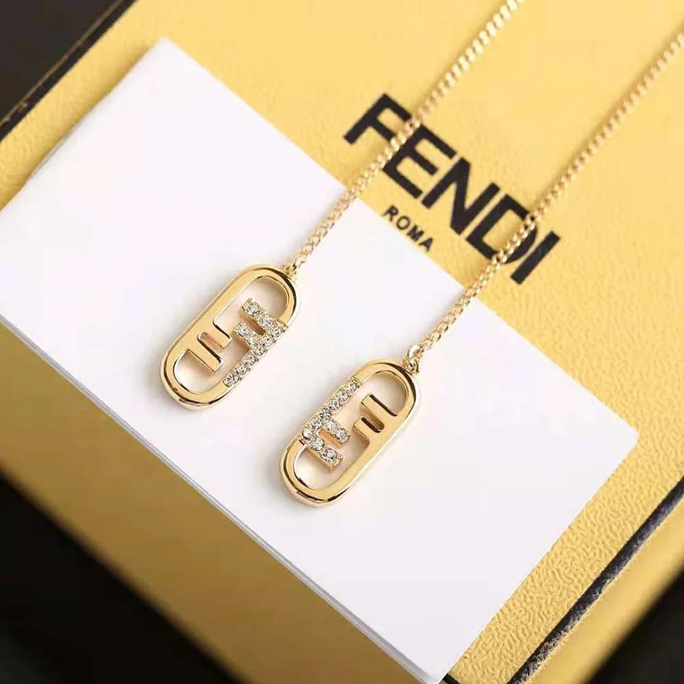 Fendi Fine Chain Earrings with Fendi O'Lock Pendant for Women Fendi Fine Chain Earrings with Fendi O'Lock Pendant for Women