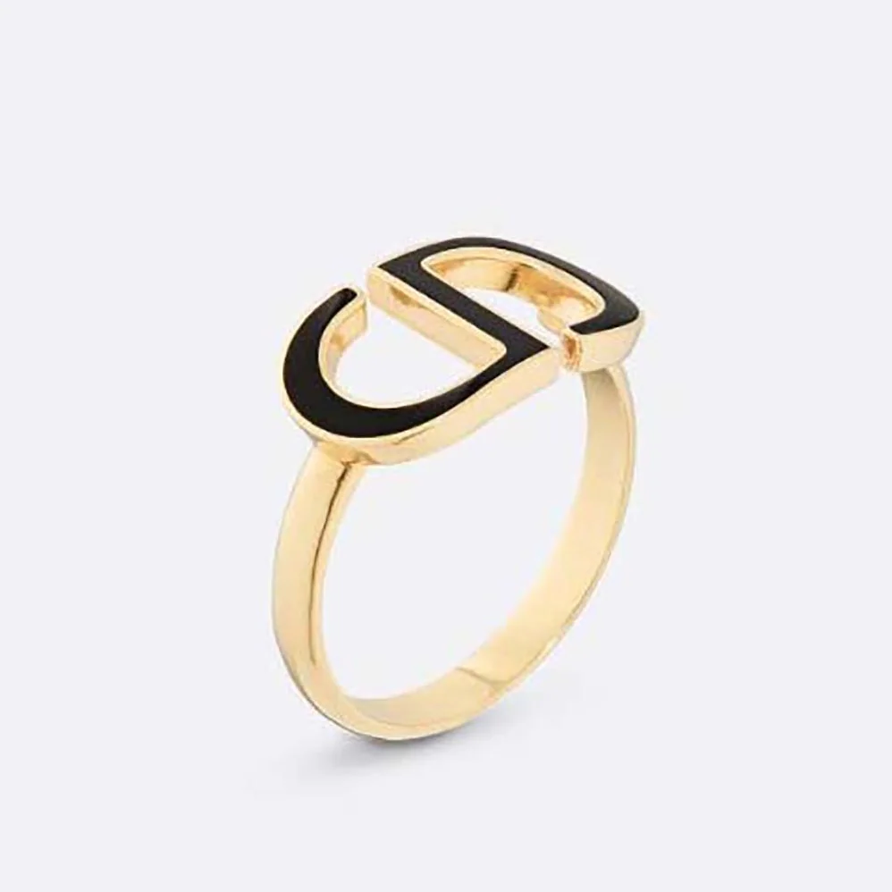 Dior Petit CD Ring Gold-Finish Metal and Black Lacquer for Women Dior Petit CD Ring Gold-Finish Metal and Black Lacquer for Women