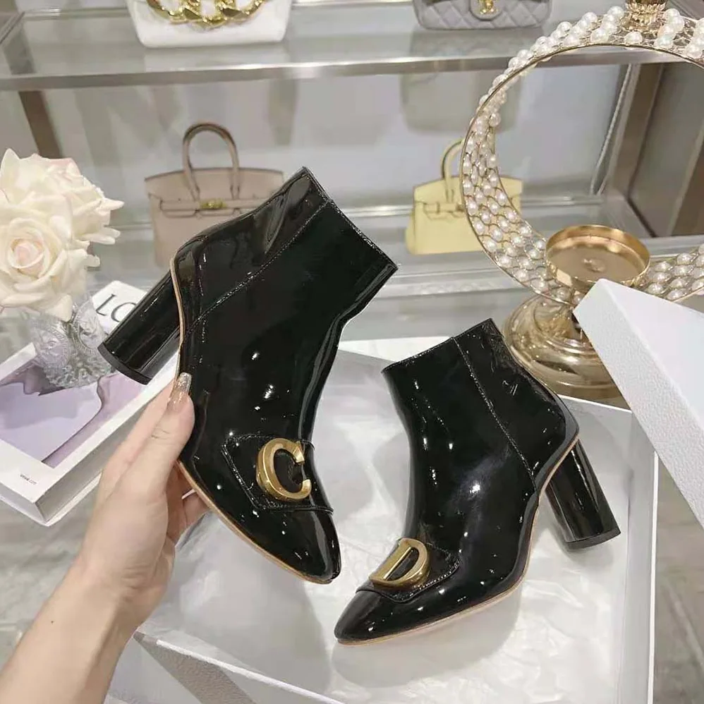 Dior C'est Dior Heeled Ankle Boot Black Patent Calfskin for Women