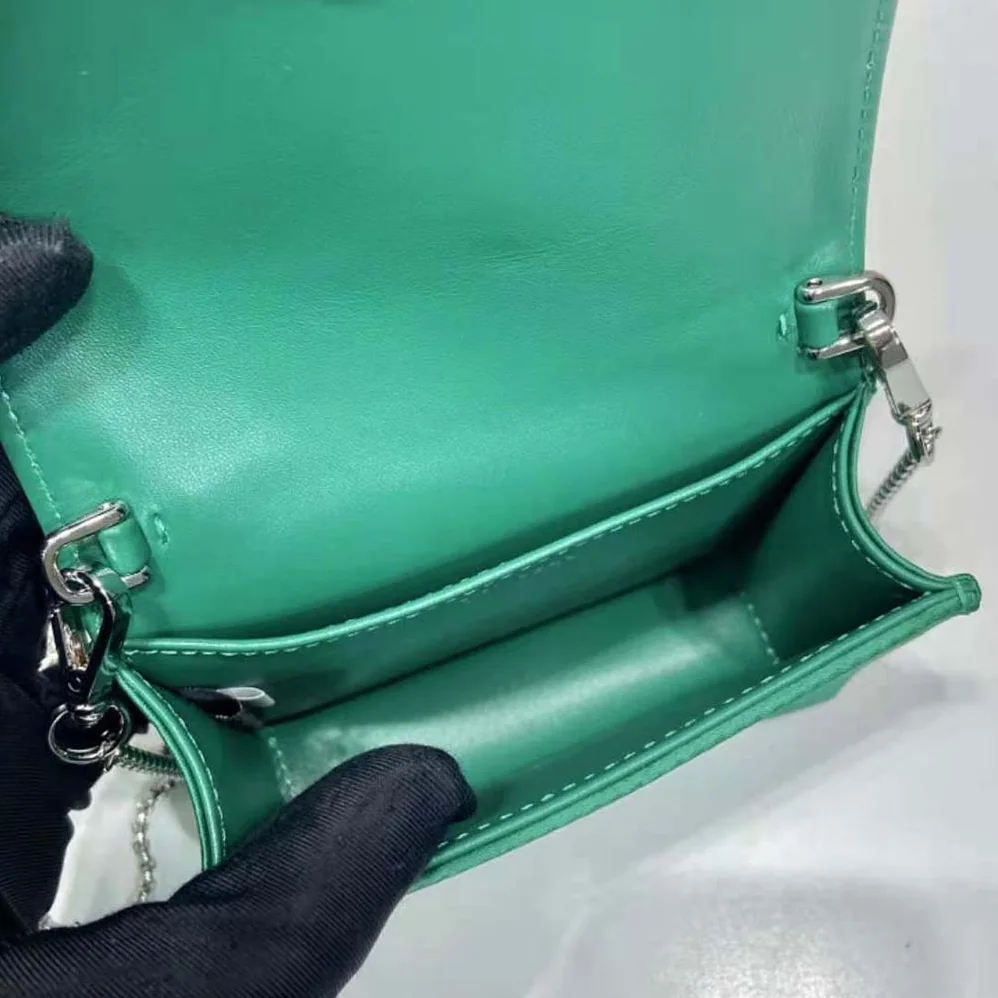 Prada Cardholder with Shoulder Strap and Crystals for Women in Green Prada Cardholder with Shoulder Strap and Crystals for Women in Green