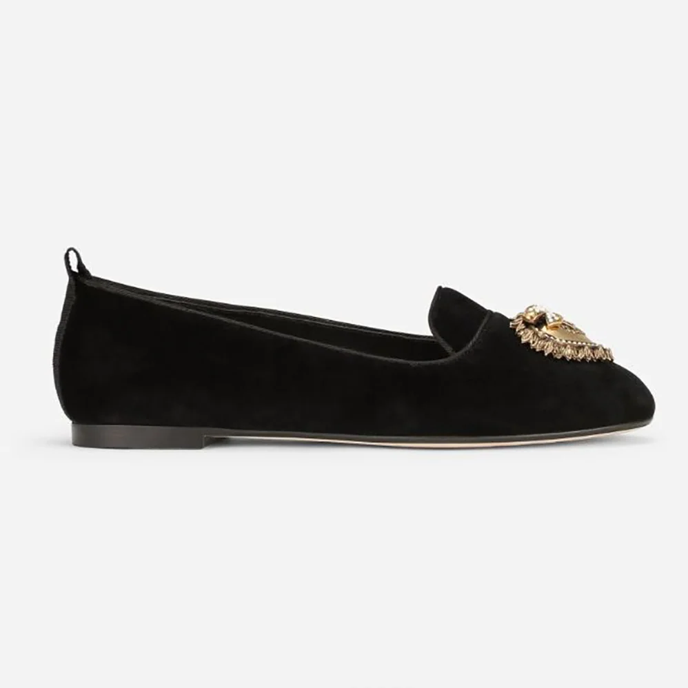 Dolce Gabbana D&G Velvet Devotion Slippers for Women in Black Dolce Gabbana D&G Velvet Devotion Slippers for Women in Black