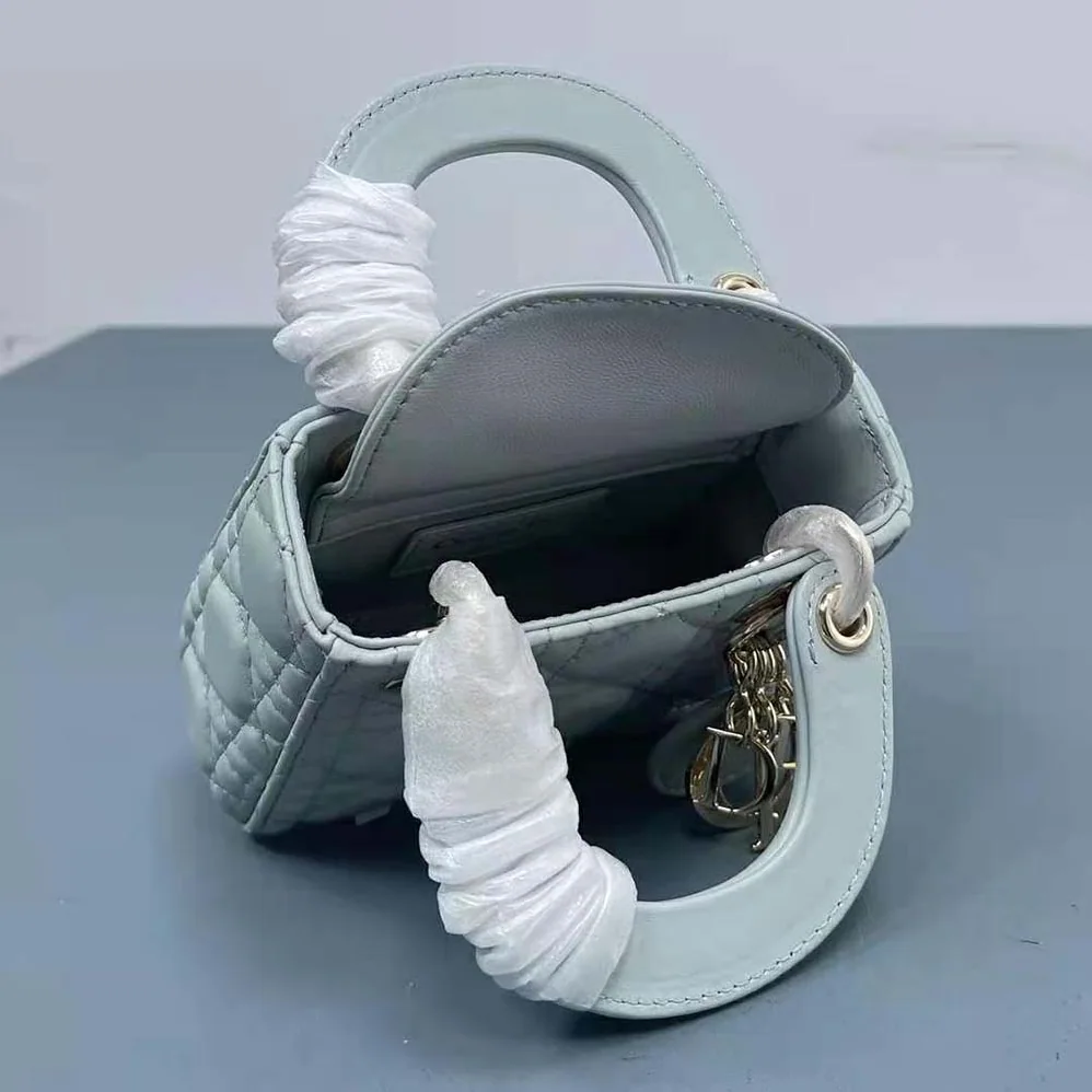 Dior Mini Lady Dior Bag Placid Blue Cannage Lambskin for Women