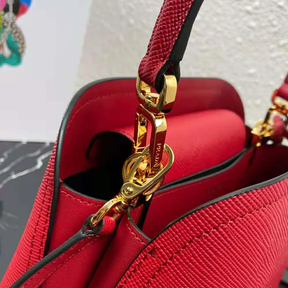 Prada Medium Saffiano Leather Prada Matinee Bag for Women in Red Prada Medium Saffiano Leather Prada Matinee Bag for Women in Red