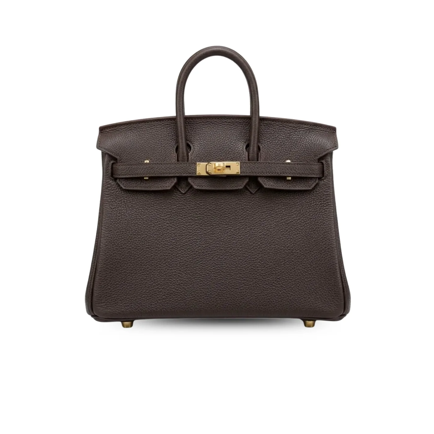 Hermes Birkin Top Handle Bag / Nata Swift Dark Brown Gold Hardware