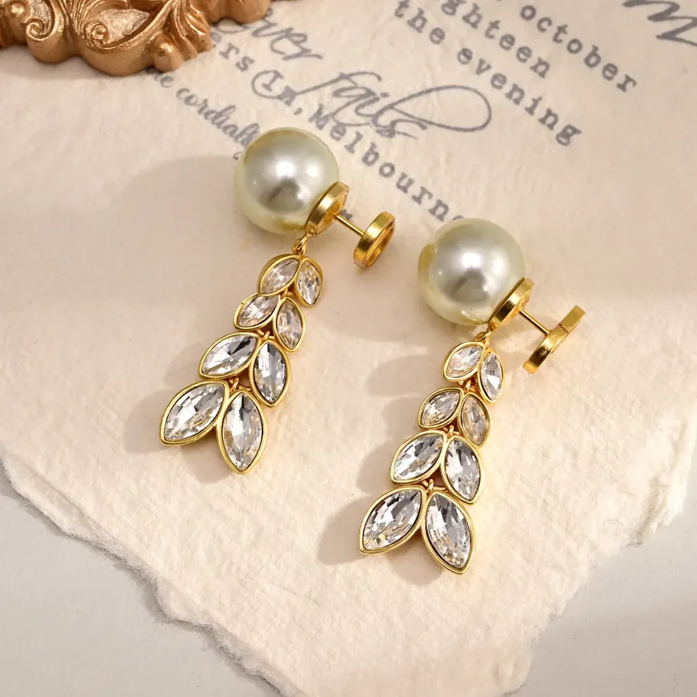 Dior Tribales Earrings Gold-Finish Metal with White Resin Pearls and Silver for Women in Tone Crystals Dior Tribales Earrings Gold-Finish Metal with White Resin Pearls and Silver for Women in Tone Crystals