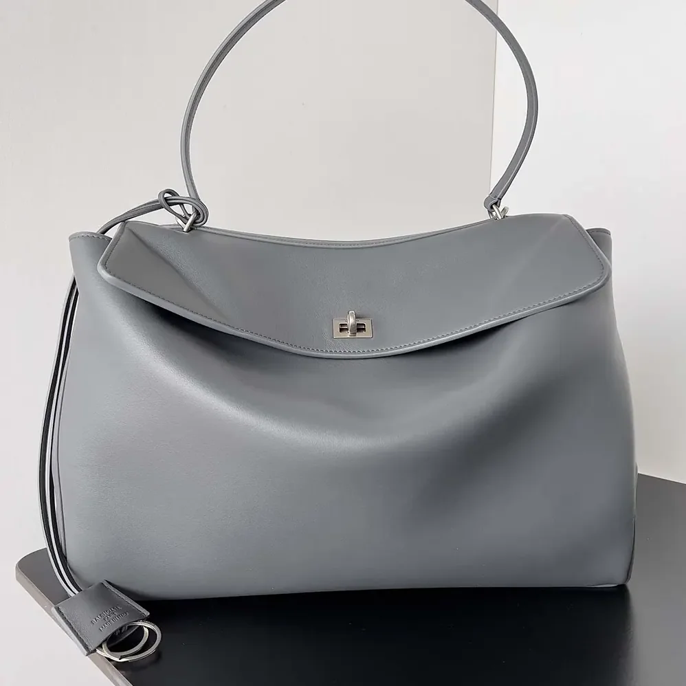 Balenciaga Rodeo Medium Handbag in Grey Smooth Calfskin for Women in Silver