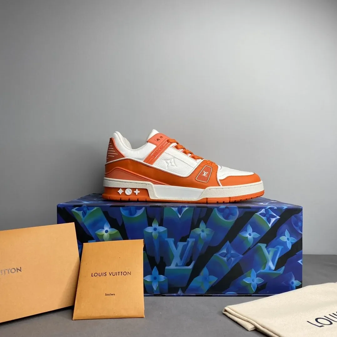 Louis Vuitton Trainer Sneaker Mix Of Materials White/Orange Virgil Abloh LV 1A9VN0 Louis Vuitton Trainer Sneaker Mix Of Materials White/Orange Virgil Abloh LV 1A9VN0
